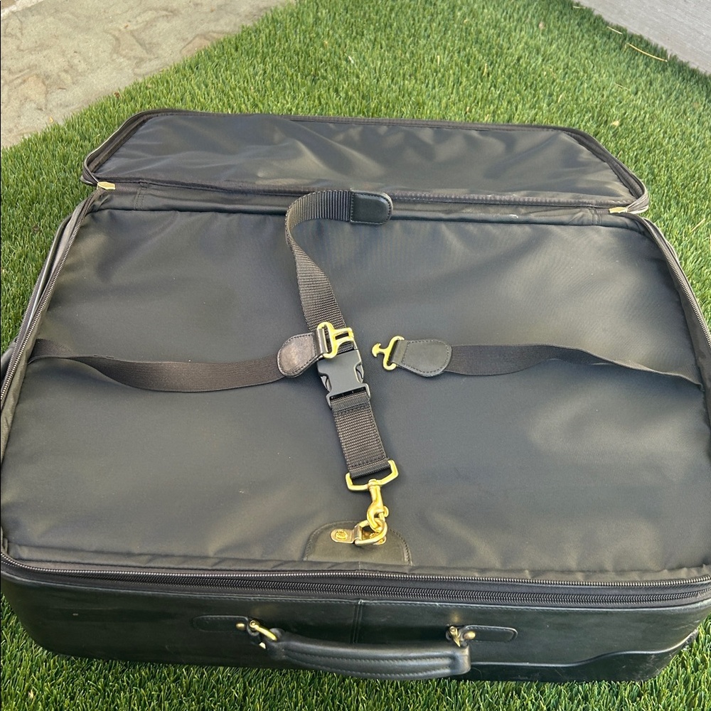 COACH 22" Charcoal Black Leather Rolling HERITAGE CHECK Suitcase Carry On VTG - Picture 12 of 16